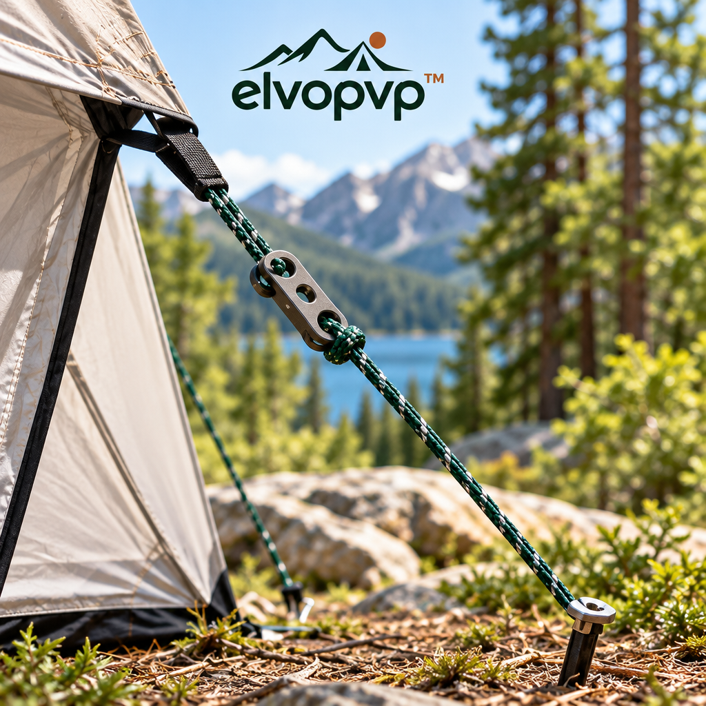 elvopvp™ Tension Line Kit — Reflective Camping Tent Guyline & Tarp Cord with Aluminum Adjusters, 8 × 10-Foot Lines