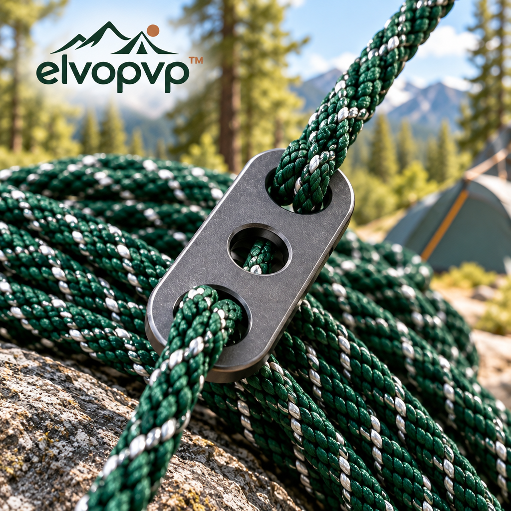 elvopvp™ Tension Line Kit — Reflective Camping Tent Guyline & Tarp Cord with Aluminum Adjusters, 8 × 10-Foot Lines