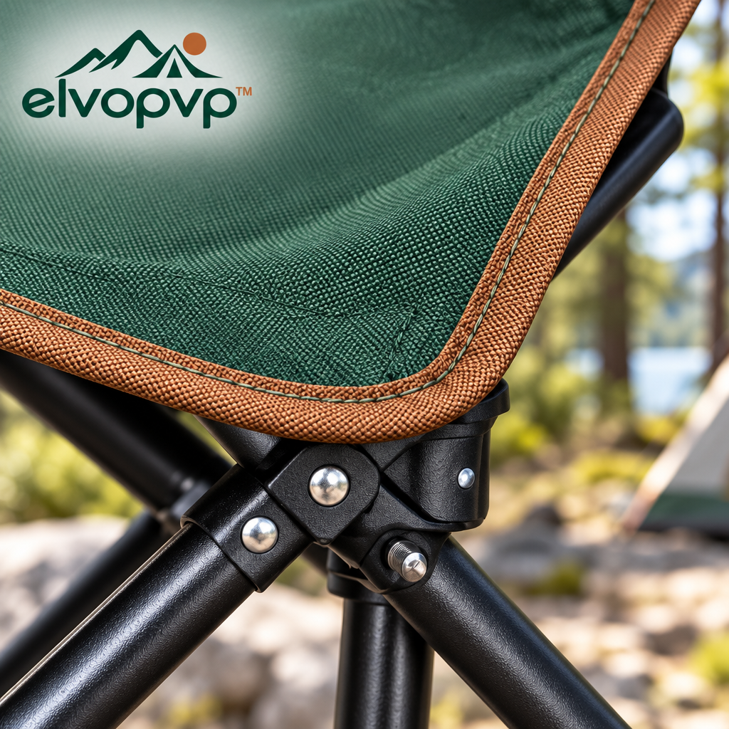 elvopvp™ Field Lounge Folding Camping Chair — Outdoor Seat with Armrests, Cup Holder, Side Pocket & Carry Bag