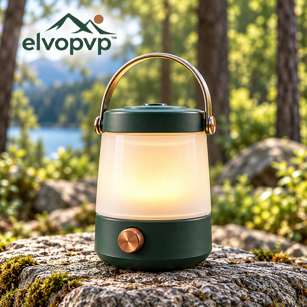 elvopvp™ Halo LED Camping Lantern — Dimmable Portable Table Light with Carry Handle, Warm & Neutral White