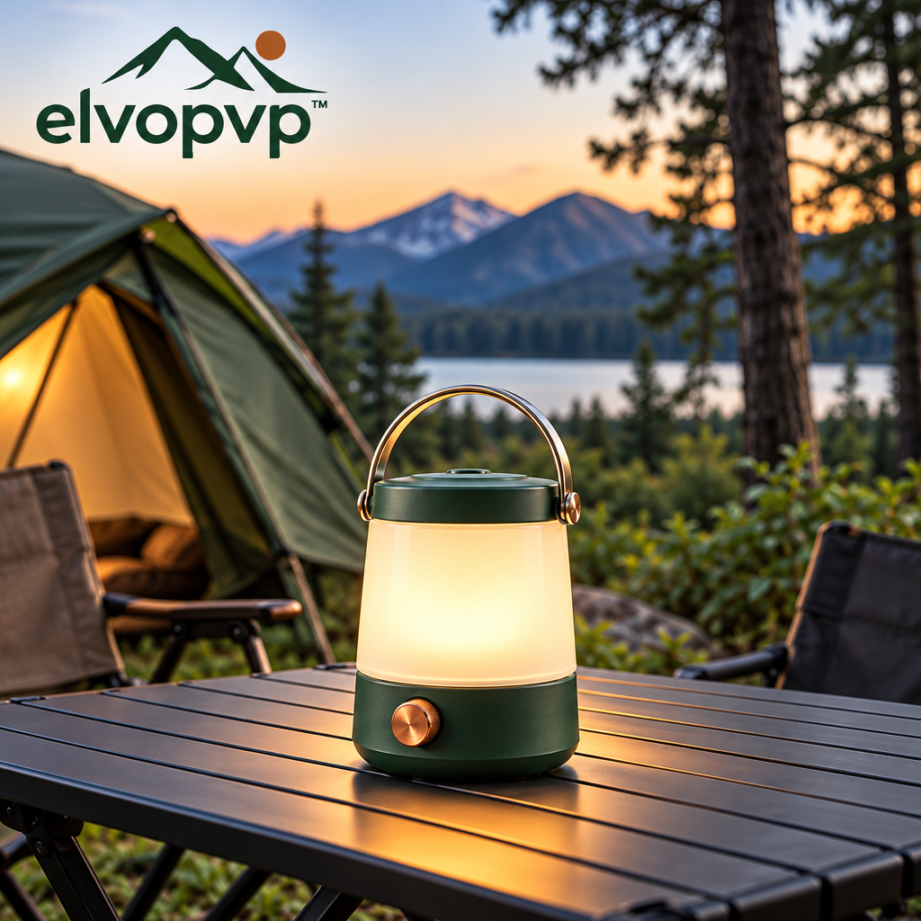 elvopvp™ Halo LED Camping Lantern — Dimmable Portable Table Light with Carry Handle, Warm & Neutral White