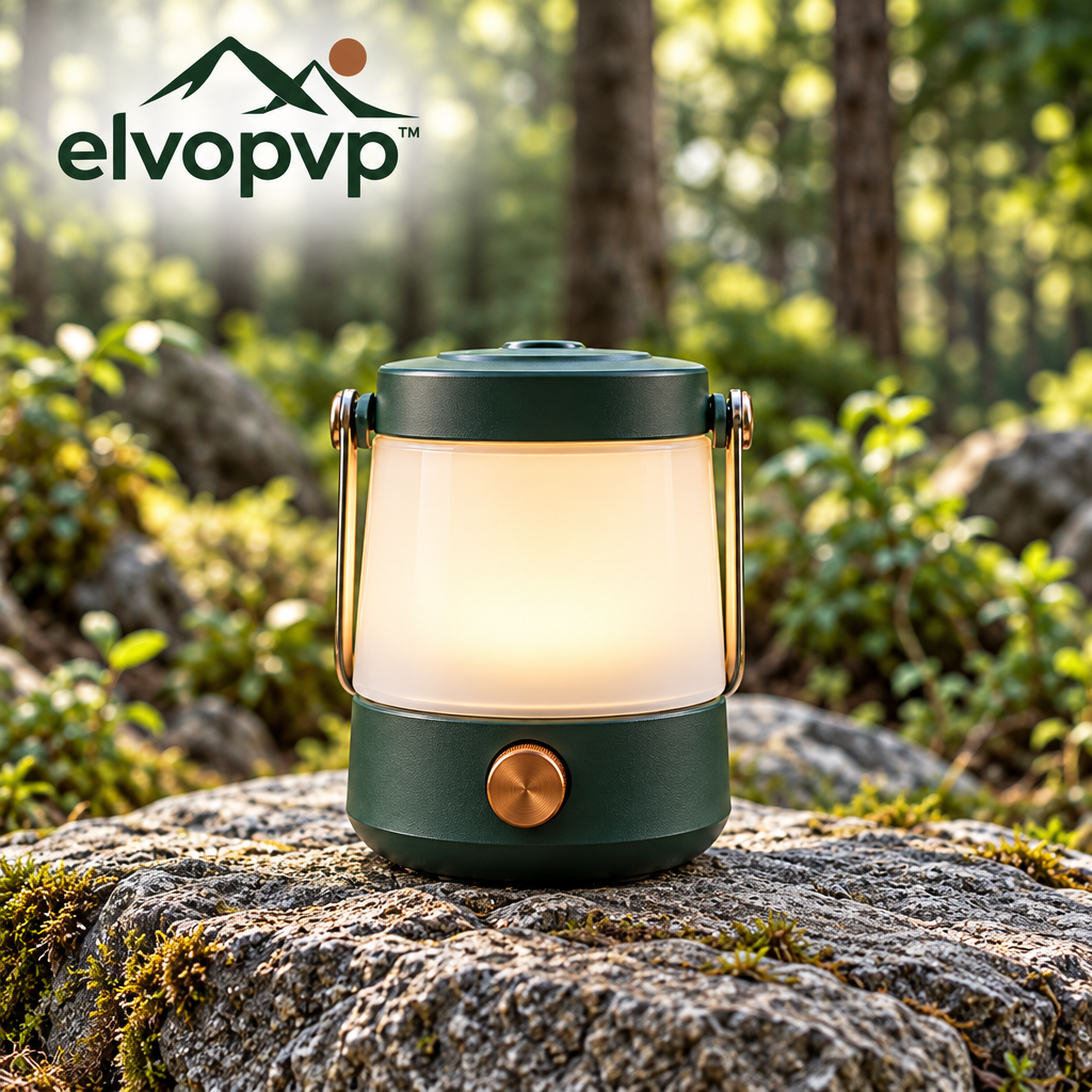 elvopvp™ Halo LED Camping Lantern — Dimmable Portable Table Light with Carry Handle, Warm & Neutral White