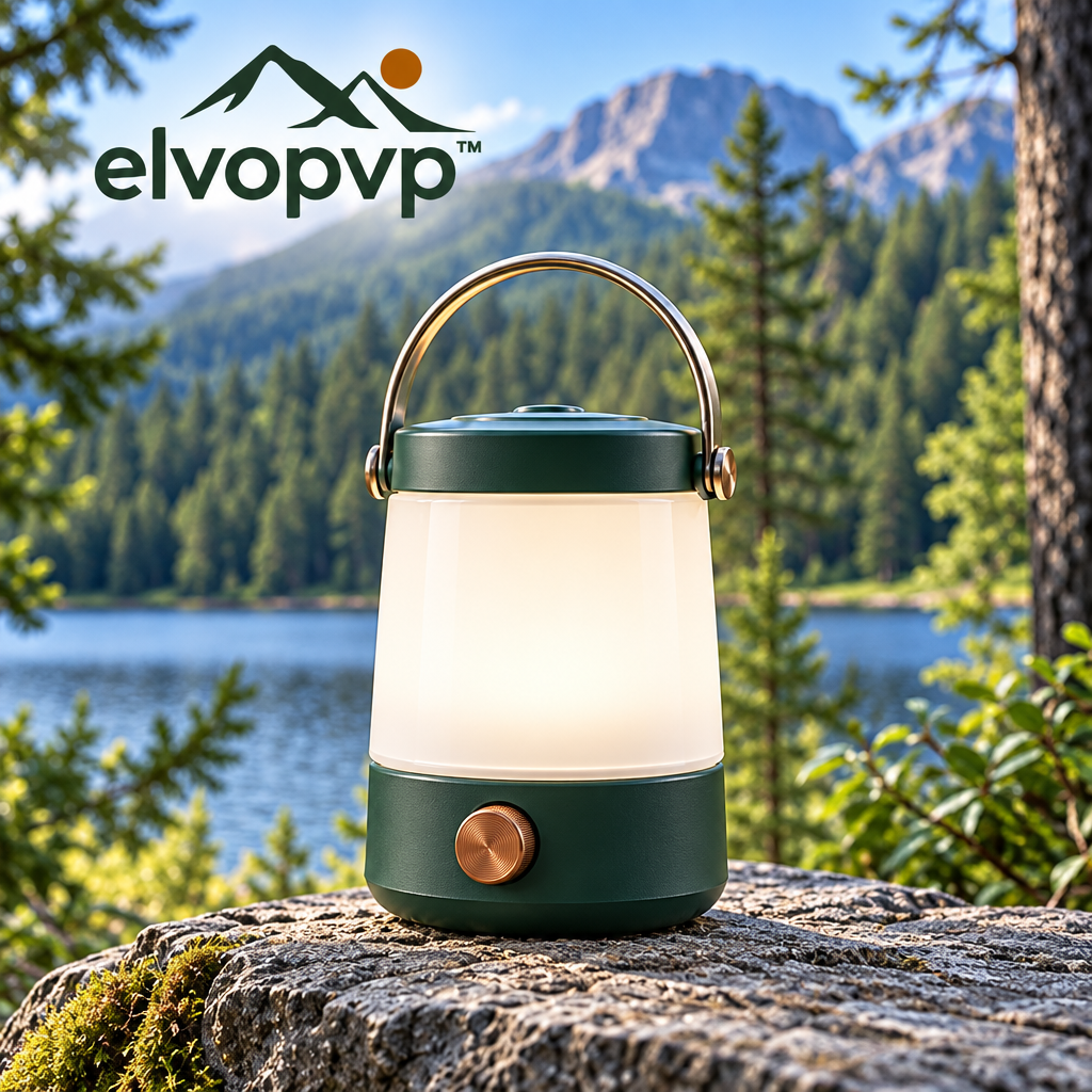elvopvp™ Halo LED Camping Lantern — Dimmable Portable Table Light with Carry Handle, Warm & Neutral White